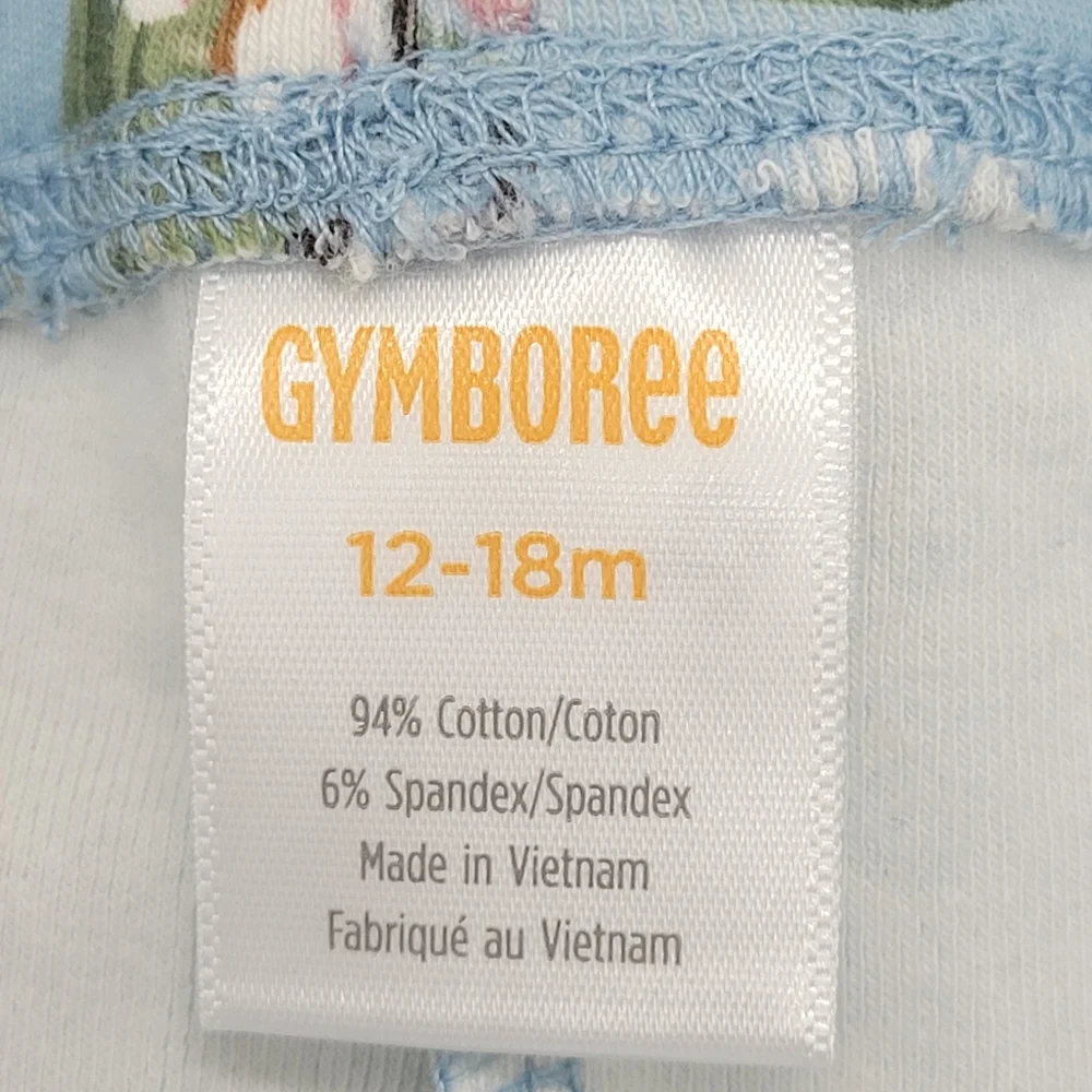 Gymboree Leggings Artic Blue Roses Print Stretch Cotton Size 12-18mo NEW